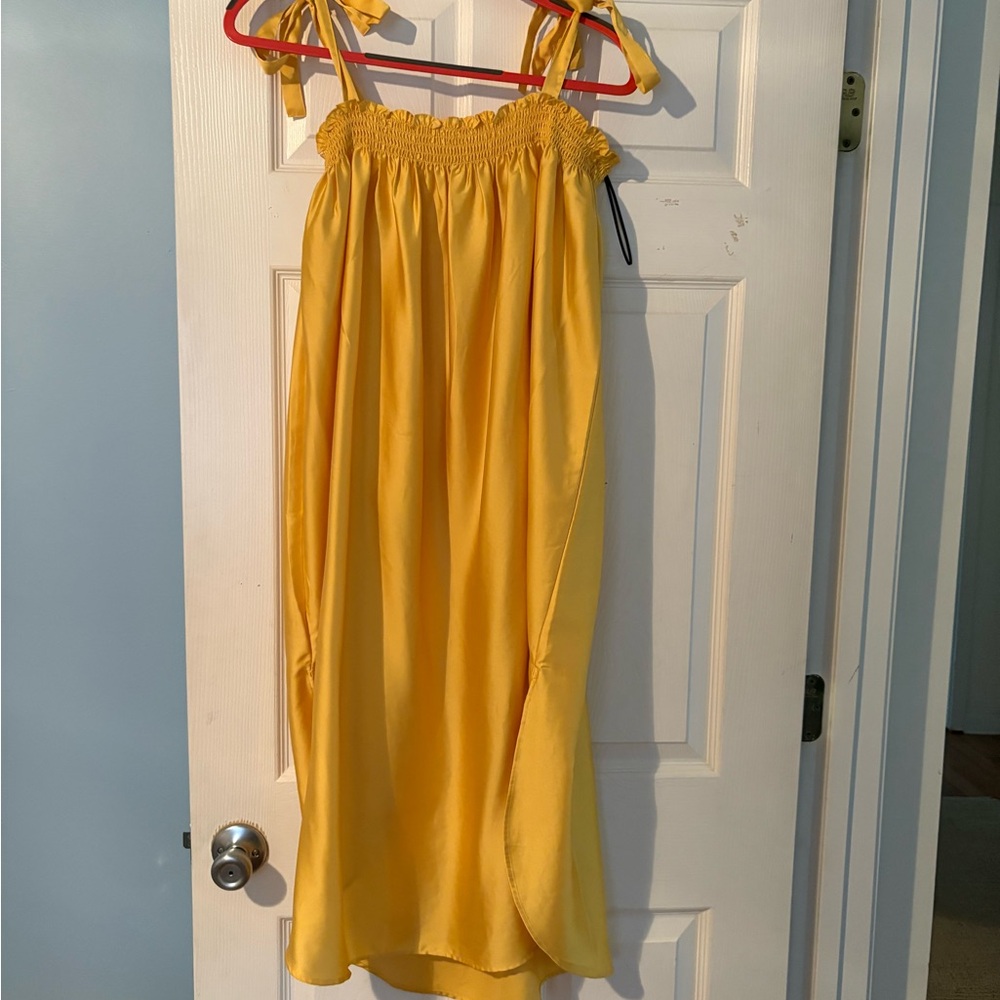 Yellow Silky Dress with bow ties